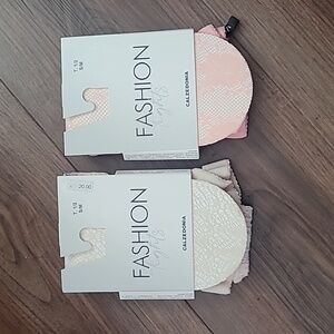 Calzedonia Flower fishnet Fashion Tights Light Cream & Light Pink  Color New